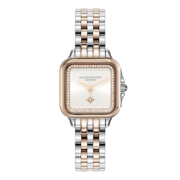 Olivia Burton Grosvenor Ladies' White Dial Two Tone Rose Gold Tone Watch