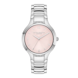 Olivia Burton Ladies' Crystal Detail Blush Dial Stainless Steel Watch