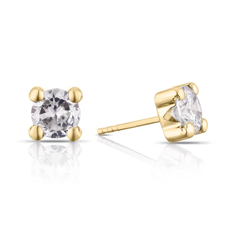 Main Image 1 of 9ct Yellow Gold Cubic Zirconia Round Cut Stud Earrings