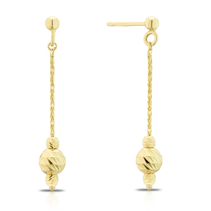 Main Image 1 of 9ct Yellow Gold Triple Beaded Drop Earrings