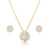 Thumbnail Image 1 of 9ct Yellow Gold Cubic Zirconia Flower Cluster Earrings & Pendant Set