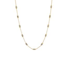 9ct Two-Tone Diamond Cut Station Chain