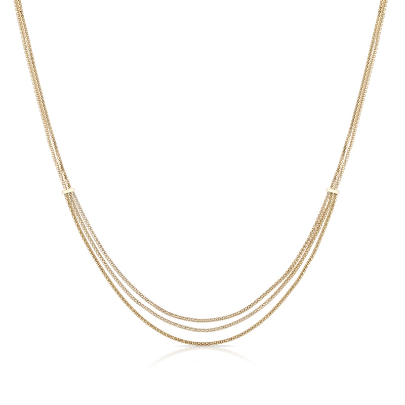 Main Image 1 of 9ct Yellow Gold Multi Row Popcorn Chain Necklace