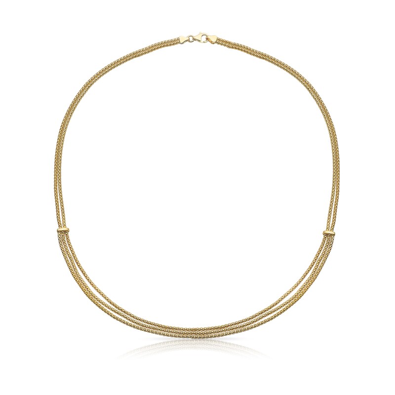 Main Image 2 of 9ct Yellow Gold Multi Row Popcorn Chain Necklace