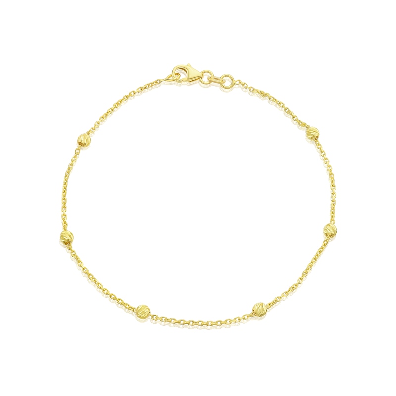 Main Image 1 of 9ct Yellow Gold Diamond Cut Bead Station Bracelet