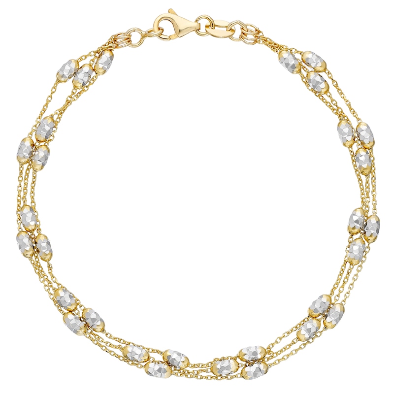 Main Image 1 of 9ct Two-Tone Gold 7.25" Three Strand Bracelet