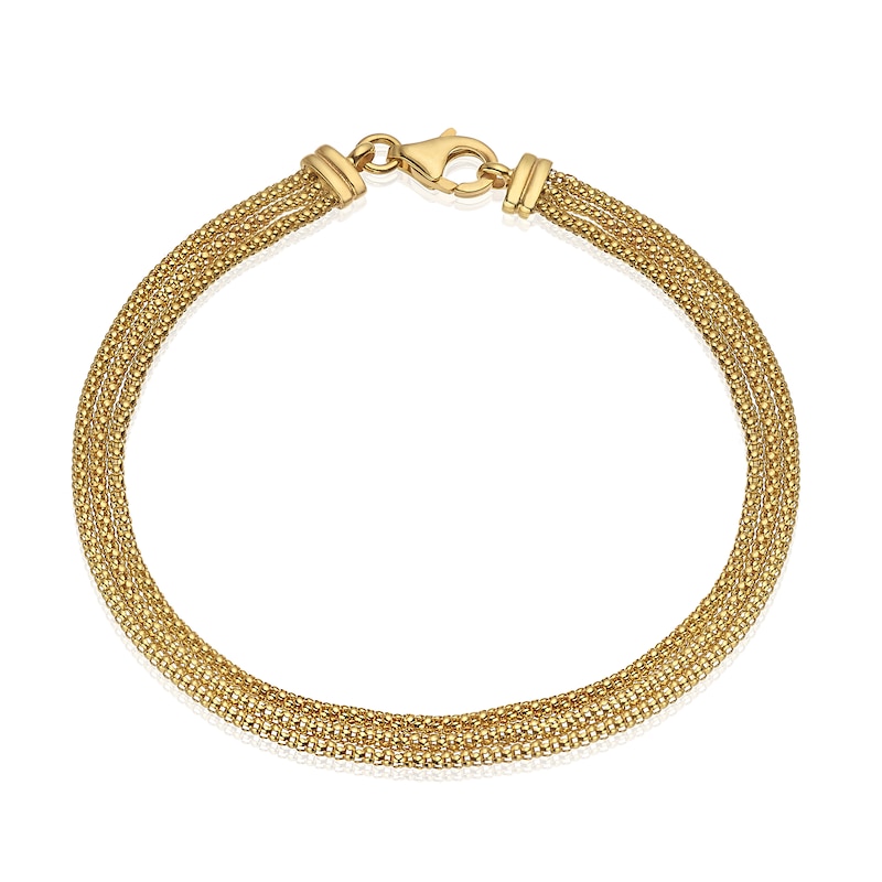 Main Image 1 of 9ct Yellow Gold Multi Row Popcorn Chain Bracelet