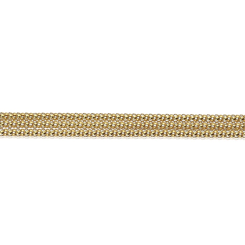 Main Image 2 of 9ct Yellow Gold Multi Row Popcorn Chain Bracelet