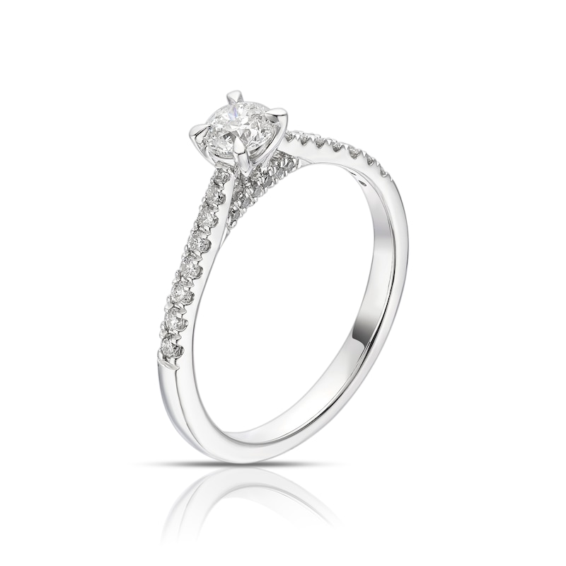Main Image 2 of The Forever Diamond Platinum 0.50ct Diamond Solitaire Shoulder Detail Ring