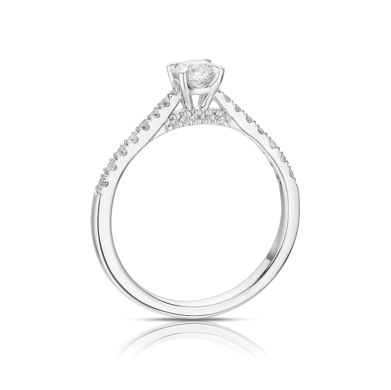 Main Image 3 of The Forever Diamond Platinum 0.50ct Diamond Solitaire Shoulder Detail Ring