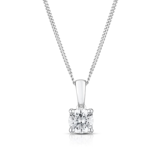9ct White Gold 0.50ct Diamond Solitaire Necklace
