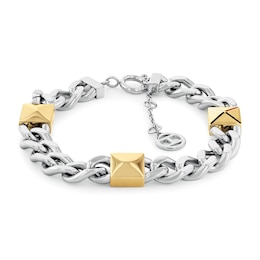 Tommy Hilfiger Ladies' Chunky Curb Chain Gold Tone Stud Detail Stainless Steel Bracelet