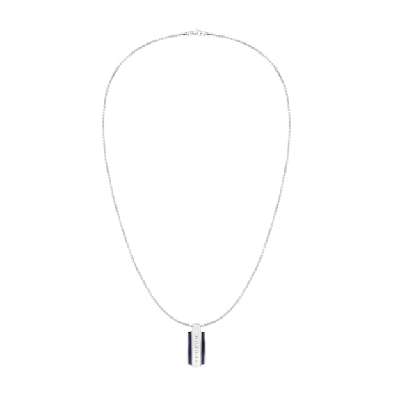 Tommy Hilfiger Men's Blue Enamel Stainless Steel Pendant Necklace