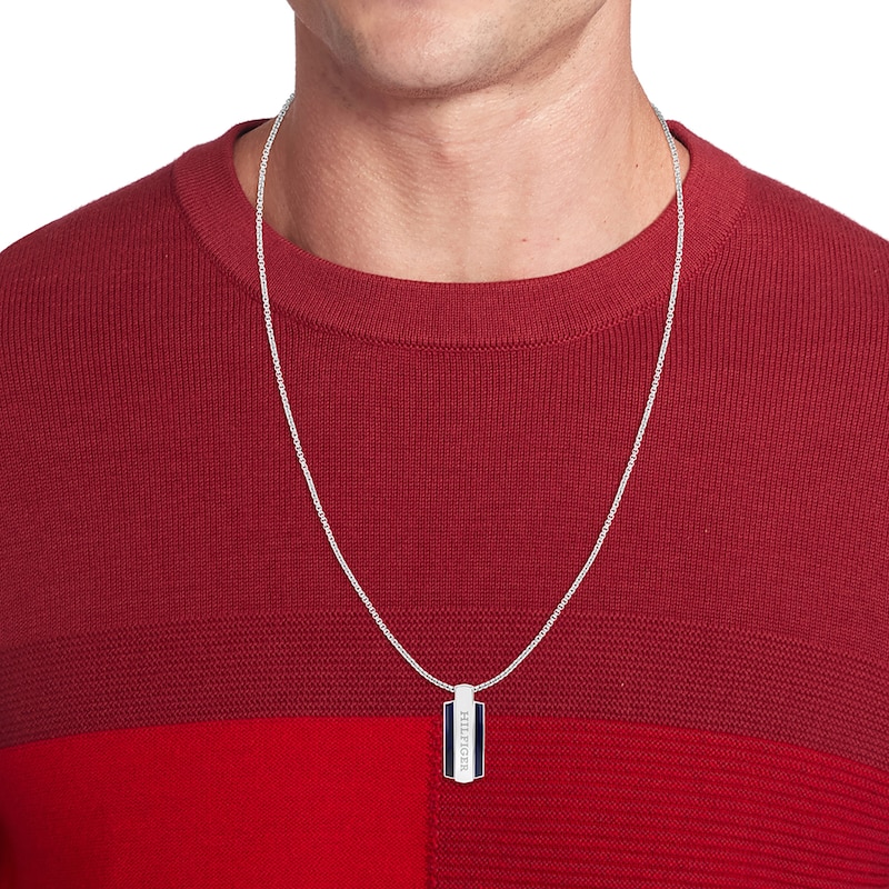 Main Image 3 of Tommy Hilfiger Men's Blue Enamel Stainless Steel Pendant Necklace
