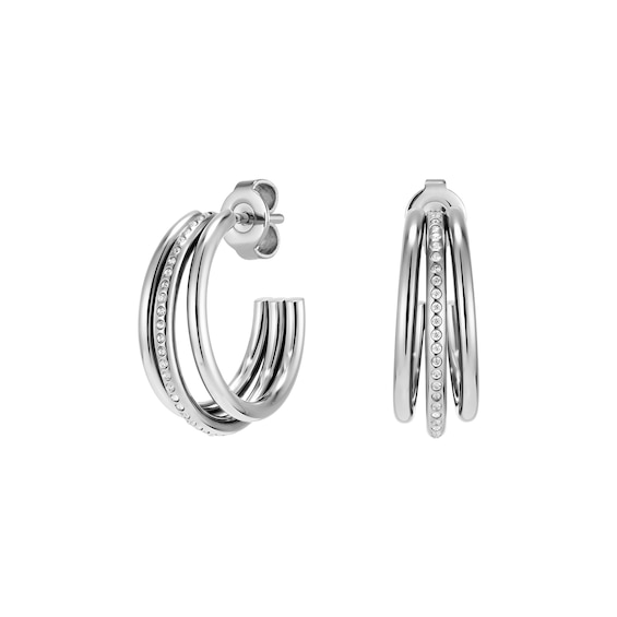 Olivia Burton Women's Stainless Steel Ever Stacked Claw Hoop Earrings