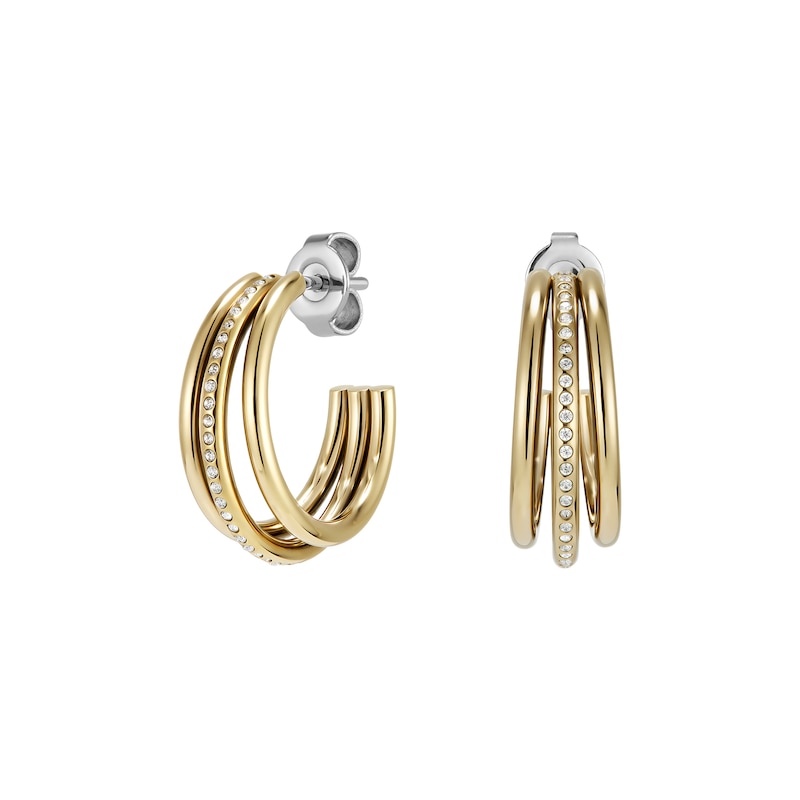 Main Image 1 of Olivia Burton Ladies' Gold Tone Ever Stacked Claw Hoop Earrings