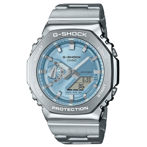 G-Shock GM-2110D-2AER Men's Blue Octagonal Dial Stainless Steel Bracelet Watch