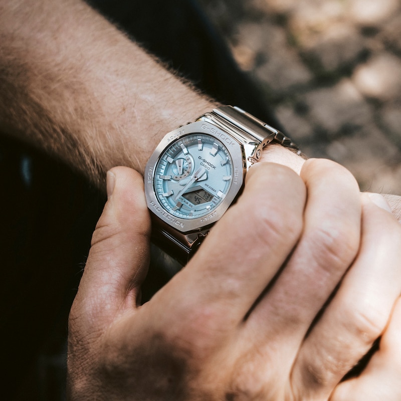 Main Image 5 of G-Shock GM-2110D-2AER Men's Blue Octagonal Dial Stainless Steel Bracelet Watch