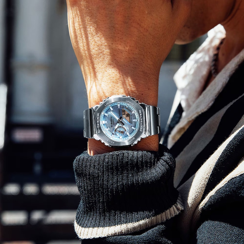 Main Image 6 of G-Shock GM-2110D-2AER Men's Blue Octagonal Dial Stainless Steel Bracelet Watch