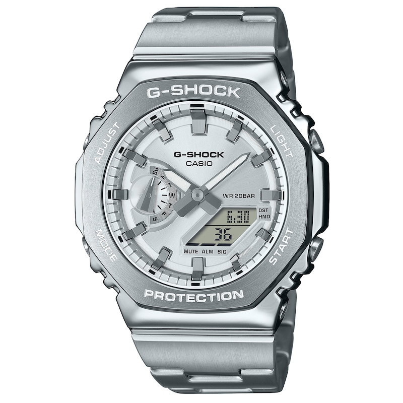 Main Image 1 of Casio G-Shock GM-2110D-7AER Men's White Octagonal Dial Stainless Steel Bracelet Watch