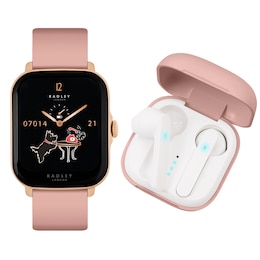 Radley Ladies' Series 20 Pink Strap Smart Watch & True Wireless Earphones