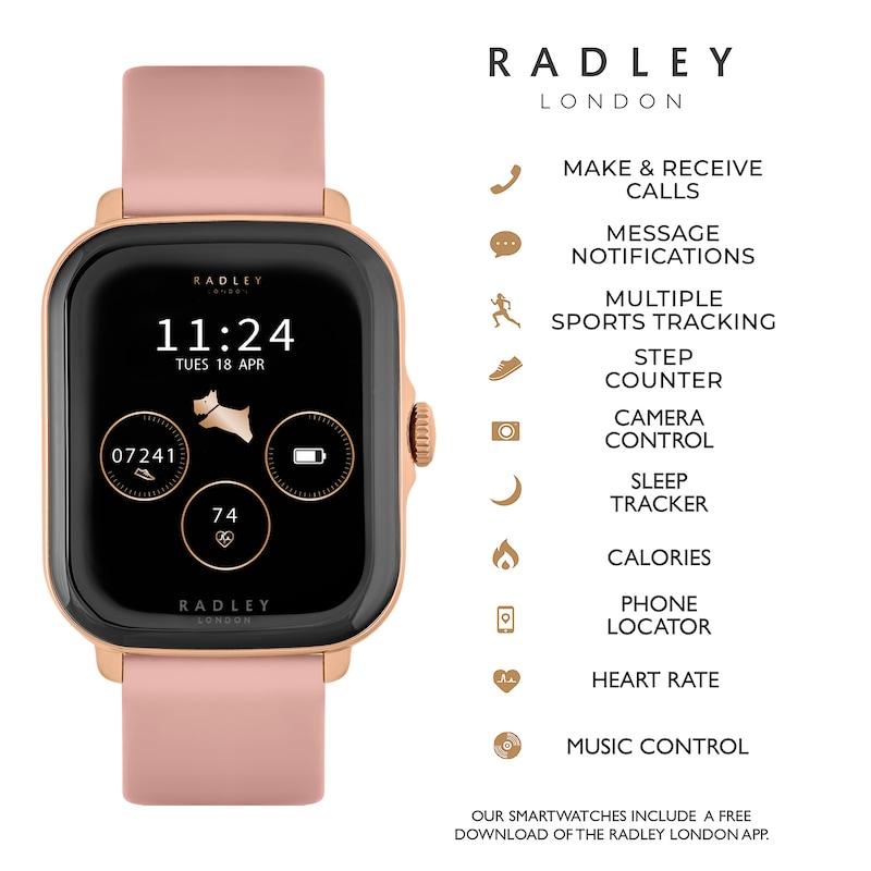 Main Image 4 of Radley Ladies' Series 20 Pink Strap Smart Watch & True Wireless Earphones