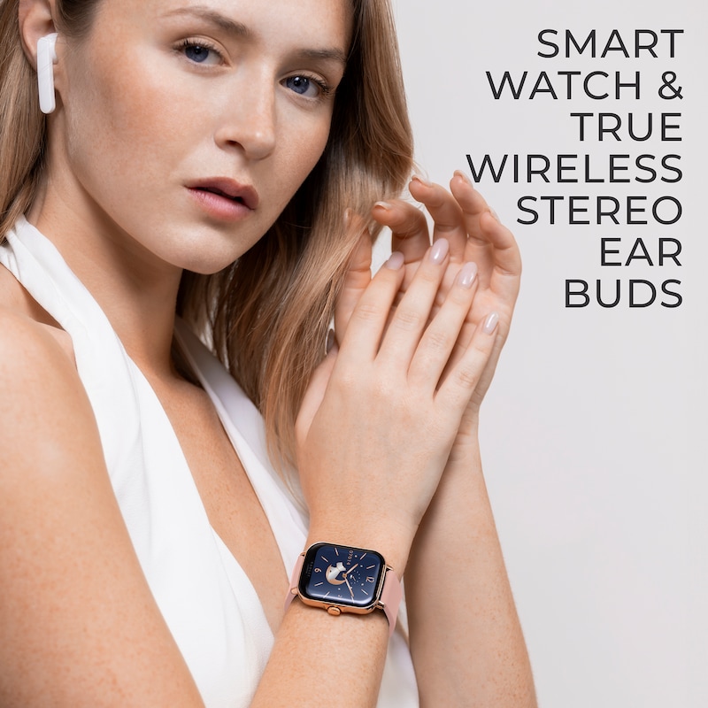 Main Image 6 of Radley Ladies' Series 20 Pink Strap Smart Watch & True Wireless Earphones