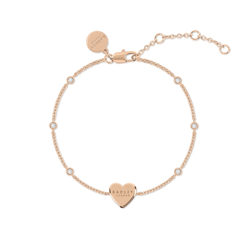 Main Image 3 of Radley Floral Heart Trinket 18ct Rose Gold Plated Bracelet & Leather Strap Watch Tray Set