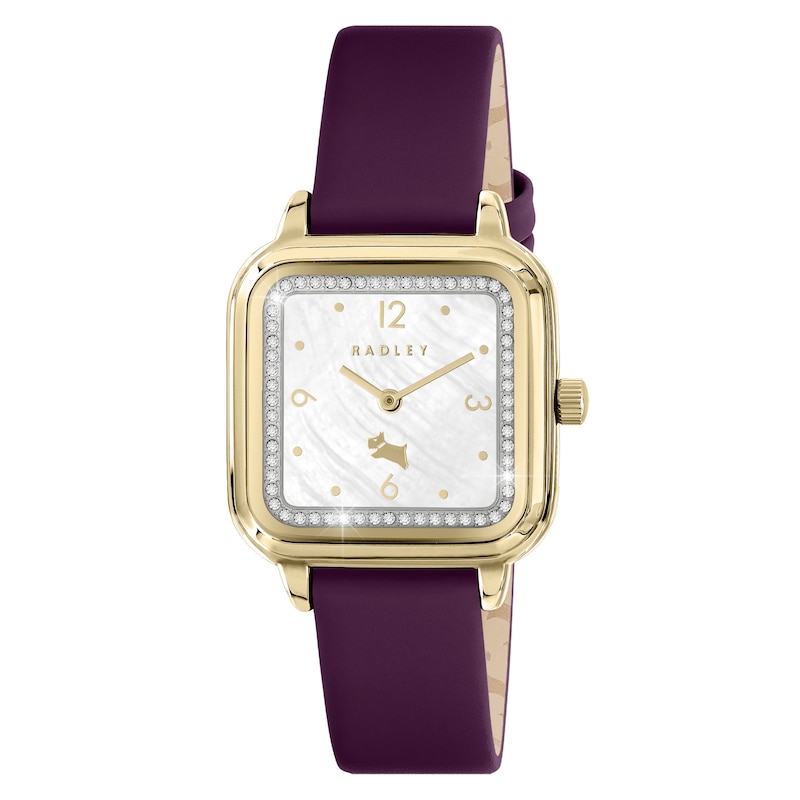 Main Image 1 of Radley Ladies' Gold Tone Square Case Purple Leather Strap Watch