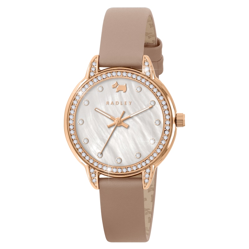 Main Image 1 of Radley Ladies' Stone Set Case Cobweb Leather Strap Watch