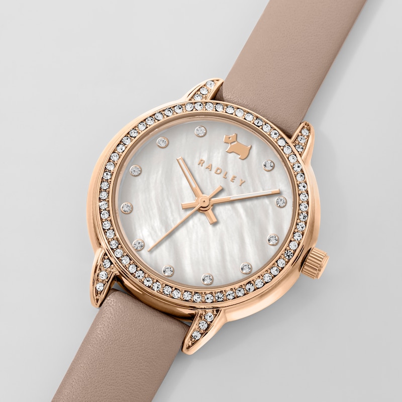 Main Image 2 of Radley Ladies' Stone Set Case Cobweb Leather Strap Watch