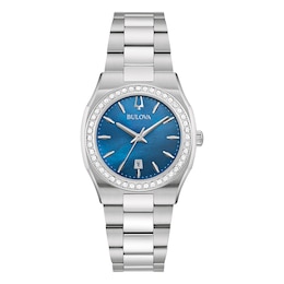 Bulova Ladies' Blue MOP Dial Diamond Set Bezel Bracelet Watch