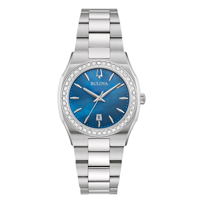 Main Image 1 of Bulova Ladies' Blue MOP Dial Diamond Set Bezel Bracelet Watch