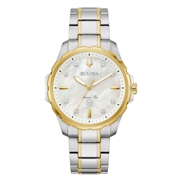 Bulova Marine Star Ladies' Mother Of Pearl Dial Two Tone Bracelet Watch