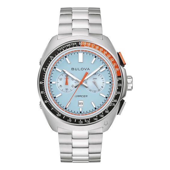 Bulova Men's Stainless Steel/Silver/Steel Size 6 Orange/Black/Light Racer Chronograph Watch - W09345 98B432 - Image 2