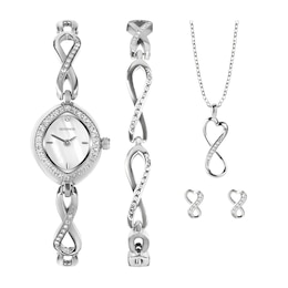 Sekonda Infinity Ladies' Silver Stone Set Watch Gift Set