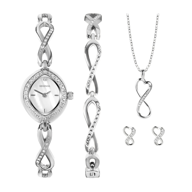 Main Image 1 of Sekonda Infinity Ladies' Silver Stone Set Watch Gift Set