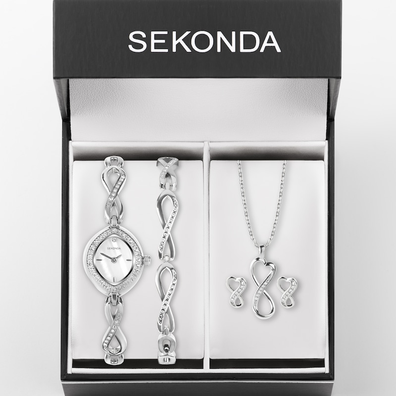 Main Image 2 of Sekonda Infinity Ladies' Silver Stone Set Watch Gift Set
