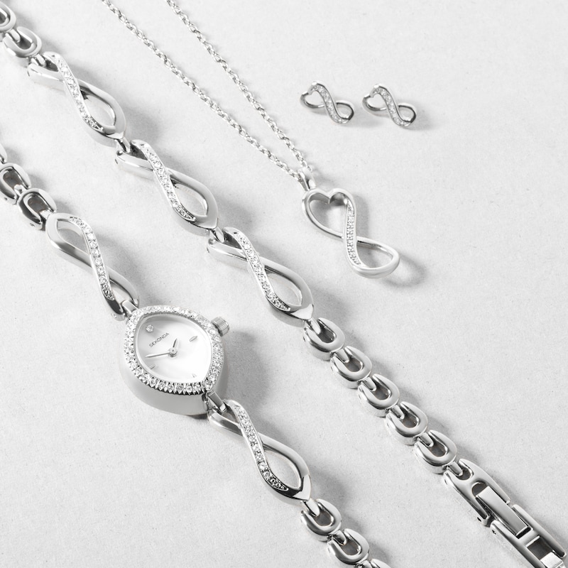 Main Image 4 of Sekonda Infinity Ladies' Silver Stone Set Watch Gift Set