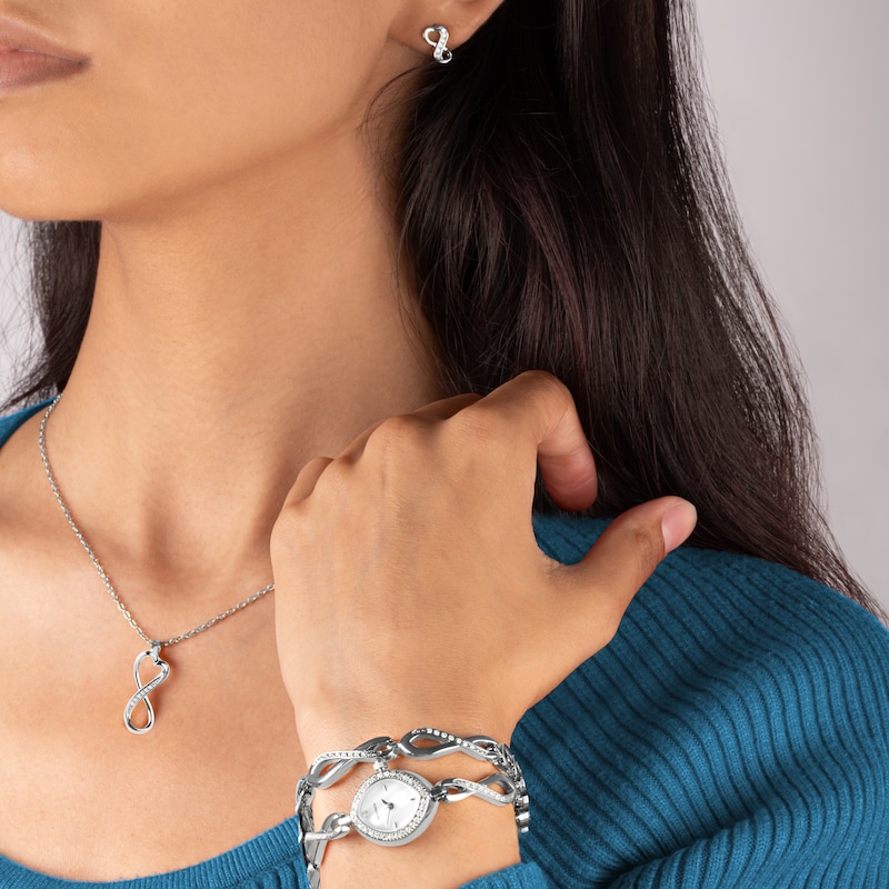 Main Image 8 of Sekonda Infinity Ladies' Silver Stone Set Watch Gift Set