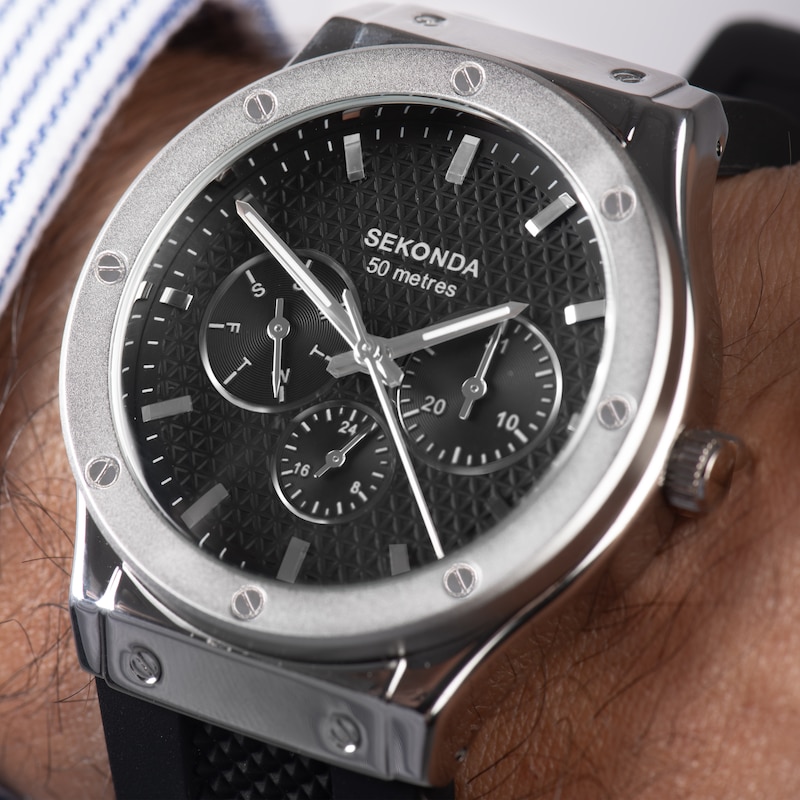 Main Image 6 of Sekonda Titan Men’s Black Silicone Strap Watch
