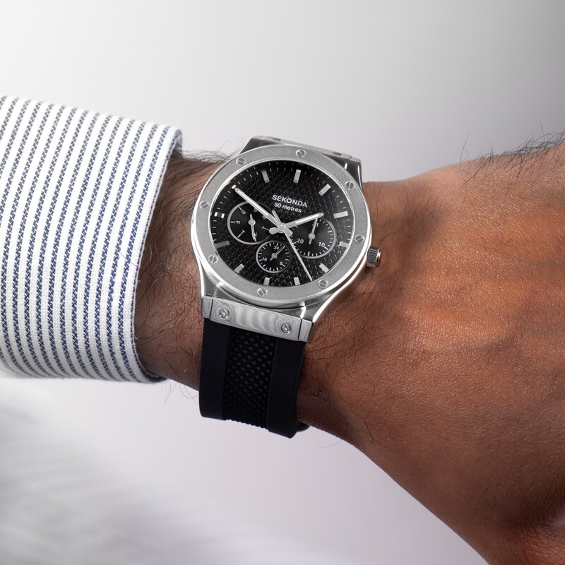 Main Image 7 of Sekonda Titan Men’s Black Silicone Strap Watch