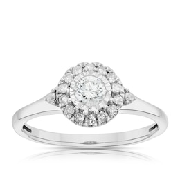 9ct White Gold 0.33ct Diamond Illusion Halo Ring