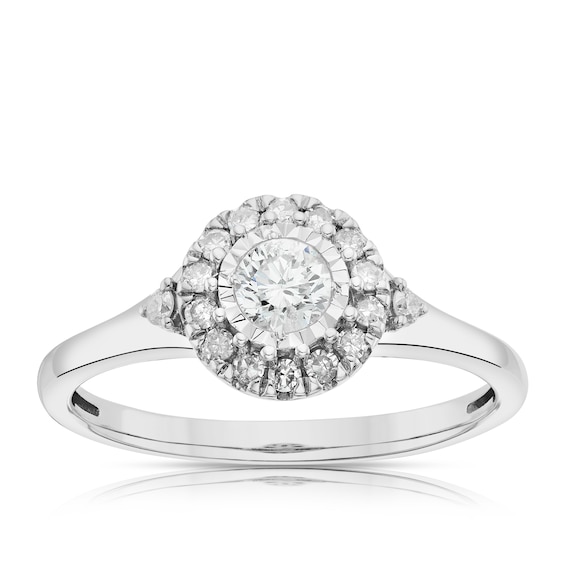 9ct White Gold 0.33ct Diamond Illusion Halo Ring