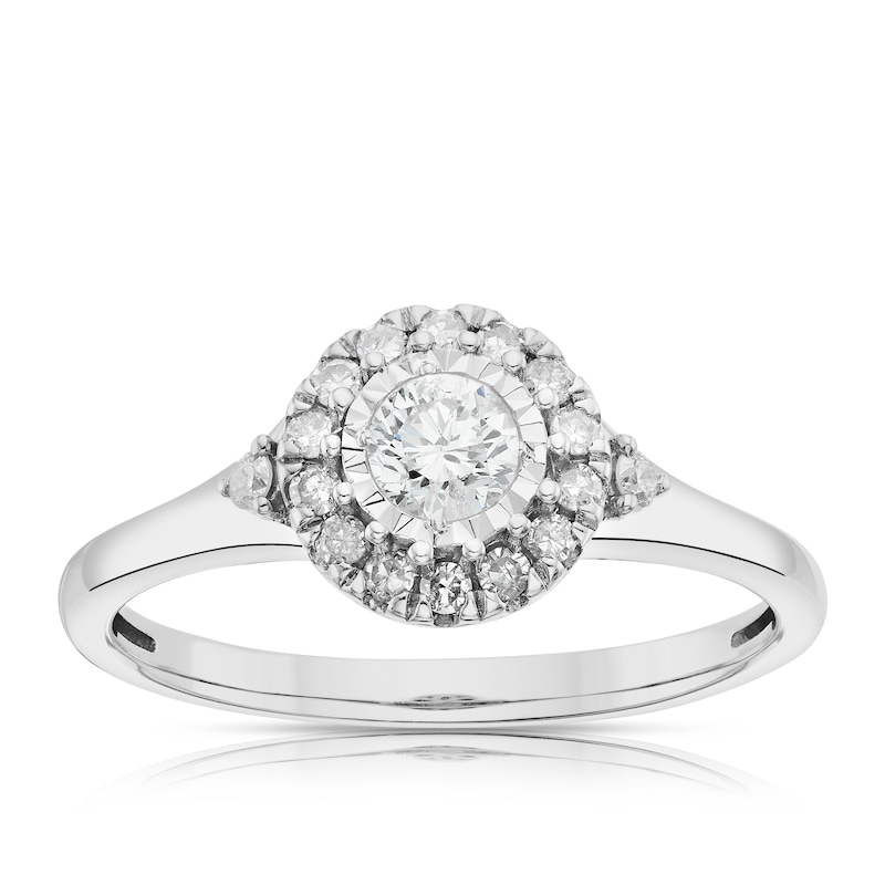 Main Image 1 of 9ct White Gold 0.33ct Diamond Illusion Halo Ring