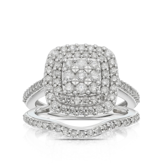 Engagement Ring Perfect Fit 9ct White Gold Cushion Cluster B