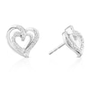 Thumbnail Image 1 of Sterling Silver 0.10ct Diamond Heart Stud Earrings