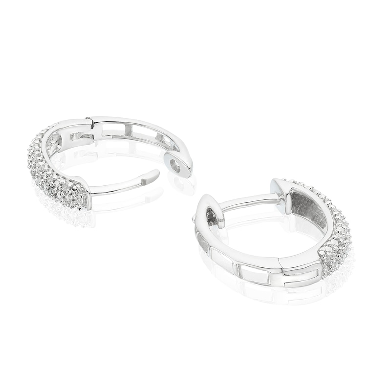 Main Image 2 of Sterling Silver 0.10ct Diamond Dome Hoop Earrings
