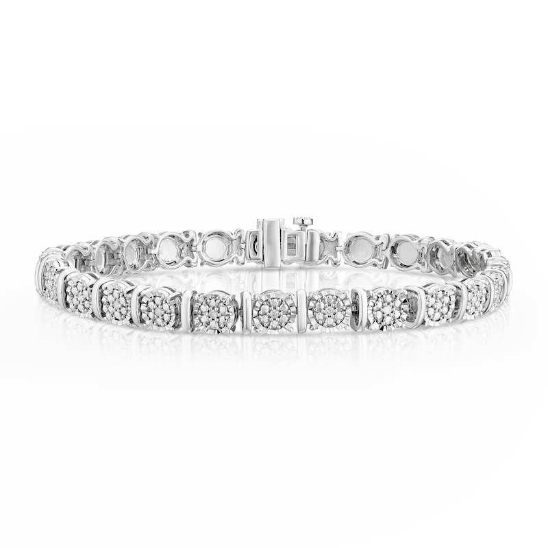Main Image 1 of Sterling Silver 0.12ct Diamond Illusion Set Tennis Bracelet
