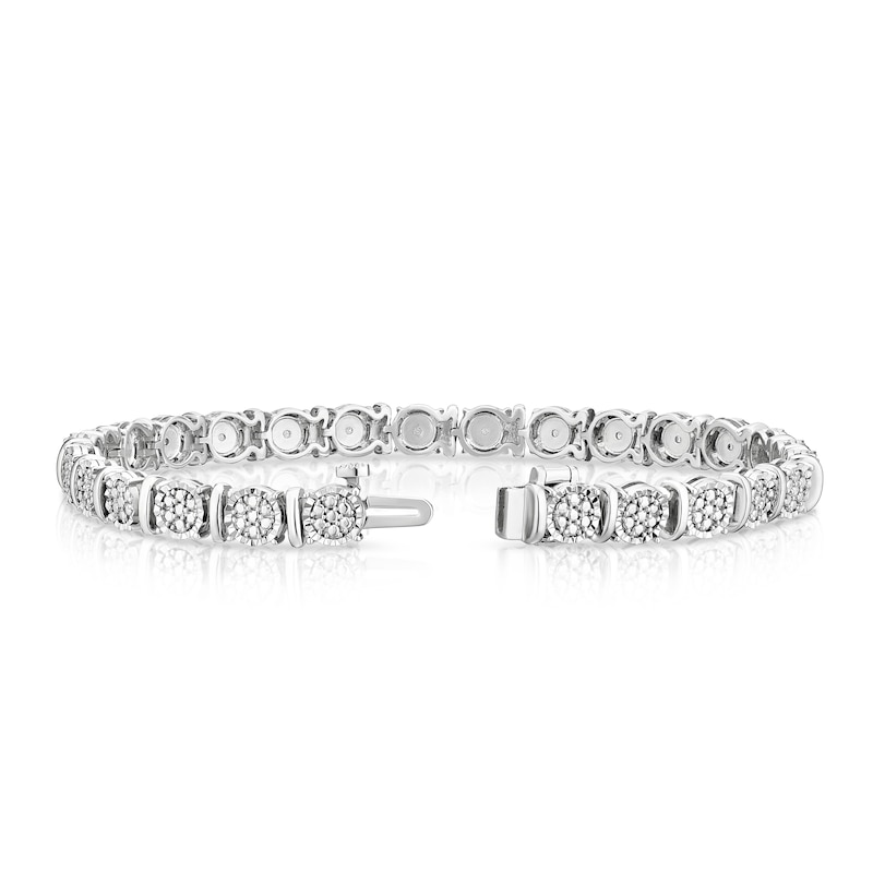Main Image 3 of Sterling Silver 0.12ct Diamond Illusion Set Tennis Bracelet